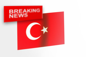 Breaking news, Turkey country's flag and the inscription news