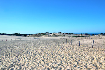 LEBA, POLAND - JULY 25, 2019: Slowinski National Park is situated on the Baltic Sea coast, near...
