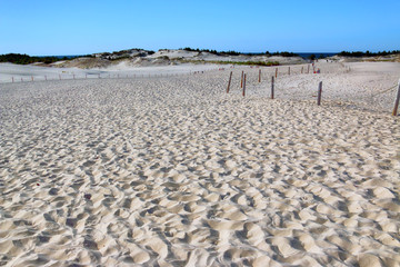 LEBA, POLAND - JULY 25, 2019: Slowinski National Park is situated on the Baltic Sea coast, near...