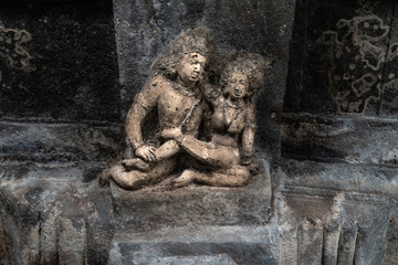 Fototapeta na wymiar Aurangabad/India-06.02.2019:The view inside old hindu cave temple in India