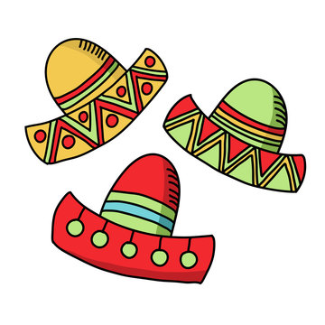 colorful sombrero hats on white background clip art preview