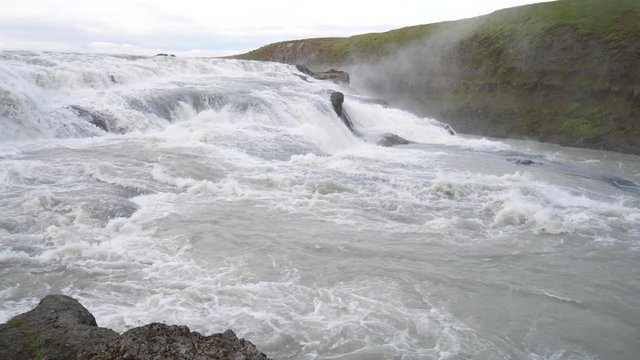 Golden Circle, Iceland, Gullfoss waterfall (Golden Falls) located in the canyon of the Hvt river. Bigger waterfall famous landmark in southwest Iceland.