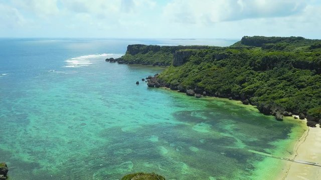 Beach and cliffs on seashore, Kafu Banta, Miyagi Island, Japan