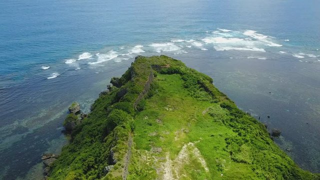 Aerial view of seashore, Kafu Banta, Miyagi Island, Japan