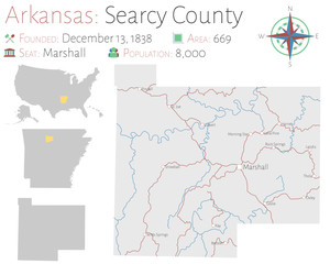 Large and detailed map of Searcy county in Arkansas, USA