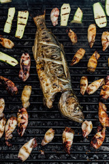 barbecue calamari and fish