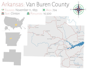 Large and detailed map of Van Buren county in Arkansas, USA