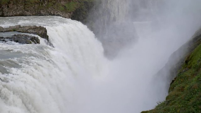 Golden Circle, Iceland, Gullfoss waterfall (Golden Falls) located in the canyon of the Hvt river. Bigger waterfall famous landmark in southwest Iceland.