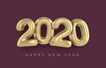 2020 Happy new year gold 3d sing numbers
