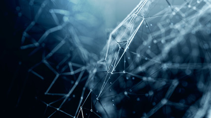 Futuristic shapes in cyberspace. Abstract mesh background as a virtual reality concept - 3D render.