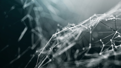 Futuristic shapes in cyberspace. Abstract mesh background as a virtual reality concept - 3D render.