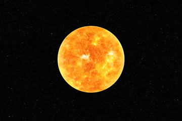 Poster Heldere zon tegen donkere sterrenhemel in het zonnestelsel, elementen van deze afbeelding geleverd door NASA © lukszczepanski