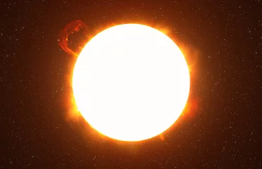 Plexiglas foto achterwand Bright Sun against dark starry sky in Solar System, elements of this image furnished by NASA © lukszczepanski