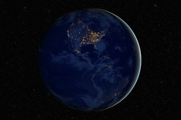 Planet Earth during the night against dark starry sky background, elements of this image furnished by NASA