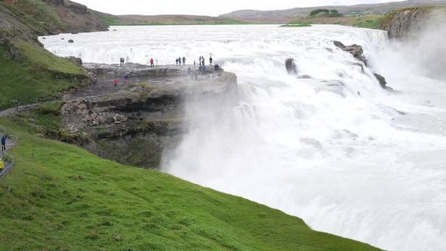 Golden Circle, Iceland, Gullfoss waterfall (Golden Falls) located in the canyon of the Hvt river. Bigger waterfall famous landmark in southwest Iceland.