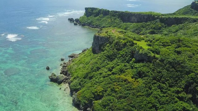 Beach and cliffs on seashore, Kafu Banta, Miyagi Island, Japan