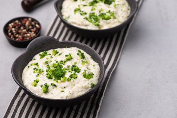 broccoli soup on bowl food background