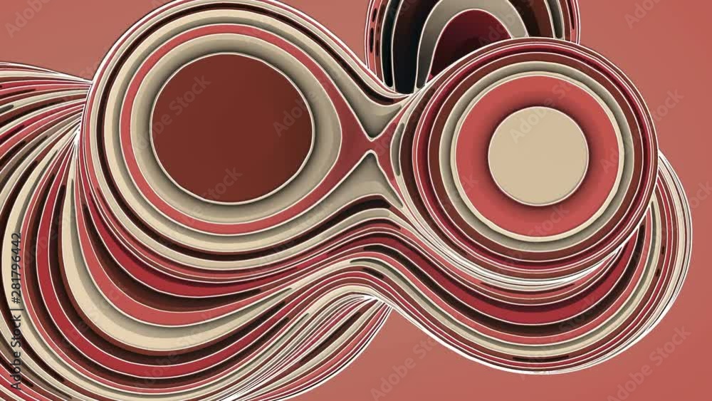 Poster Colored abstract animation of sliced shape. Computer generated flowing geometric background, great design for any purposes. Trendy art motion graphics. 3D rendering. 4K, Ultra HD resolution