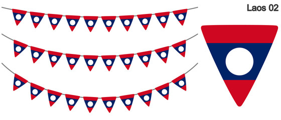 ラオスの国旗のガーラーンド　ベクターデータ（bunting garland）