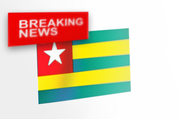 Breaking news, Togo country's flag and the inscription news