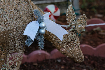 Outdoors Christmas decoration concept. Winter Holiday Tradition.