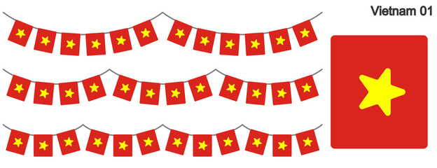 Obraz premium ベトナムの国旗のガーラーンド ベクターデータ（bunting garland）