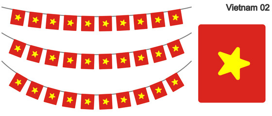 ベトナムの国旗のガーラーンド　ベクターデータ（bunting garland）