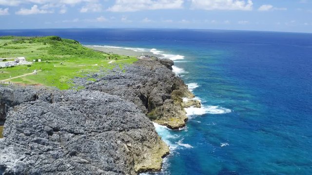 Aerial view of rocky coastline, Kunigami, Senaga Island
