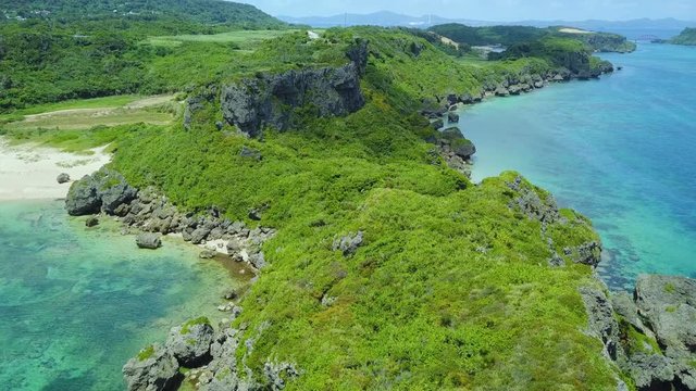 Beach and cliffs on seashore, Kafu Banta, Miyagi Island, Japan