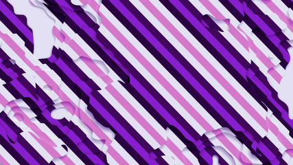 3D Landscape Paper Cut style. Curved shapes with purple pink white stripes. Abstract geometric lines pattern background art illustration for cover, design, book, poster, flyer