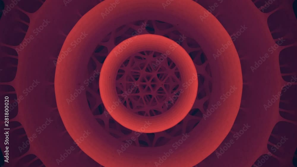 Fototapete futuristic composition of rotation rounded shapes. computer generated abstract animation with colore