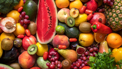 Assortment of fresh fruits and vegetables