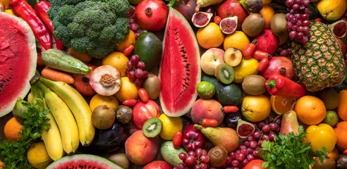 Gordijnen Assortiment verse groenten en fruit © Cara-Foto