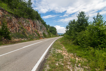 Empty Road in Mountains in northern Montenegro