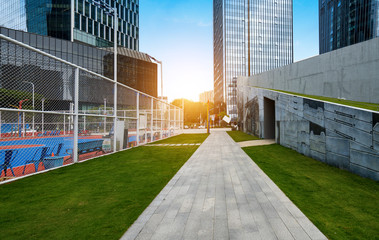 Fototapeta premium Outdoor basketball court in software park, Shenzhen, China