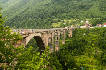 Fototapeta na wymiar Famous Durdevica Tara Bridge over the Tara River in northern Montenegro, Zabljak