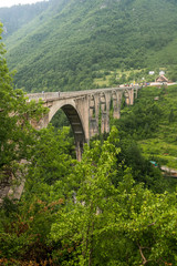 Fototapeta na wymiar vertical view of Famous Durdevica Tara Bridge over the Tara River in northern Montenegro, Zabljak