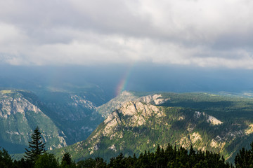 rainbow in the mountains panoramic view of Montenegro mountains in Durmitor park