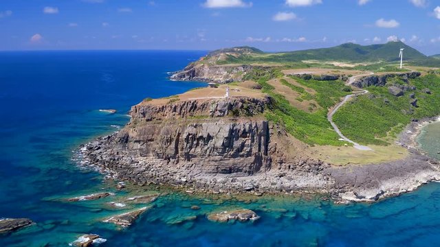 Aerial view of Yonaguni Island, Okinawa Prefecture, Japan