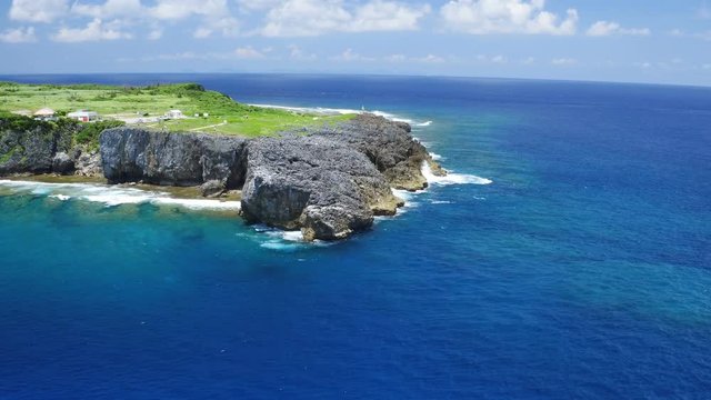 Aerial view of rocky coastline, Kunigami, Senaga Island