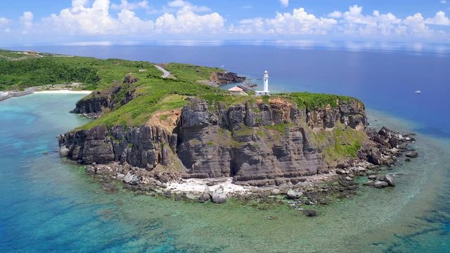 Aerial view of Yonaguni Island, Okinawa Prefecture, Japan