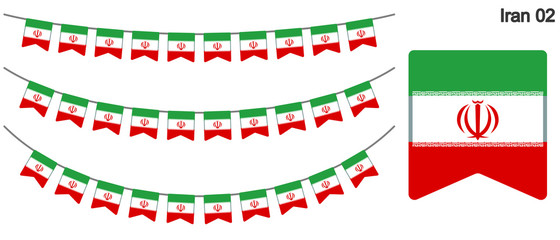 イランの国旗のガーラーンド　ベクターデータ（bunting garland）