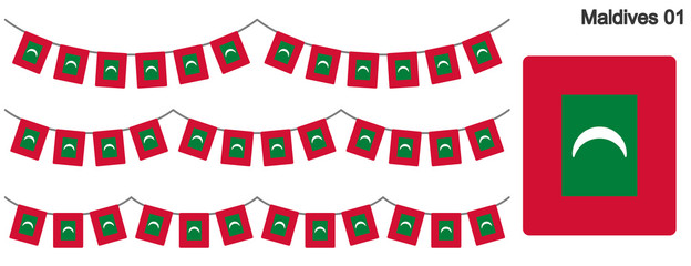 モルディブの国旗のガーラーンド　ベクターデータ（bunting garland）