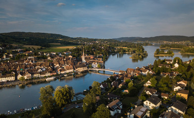 Fototapeta na wymiar Aerial view of Stein-Am-Rhein medieval city near Shaffhausen, Switzerland