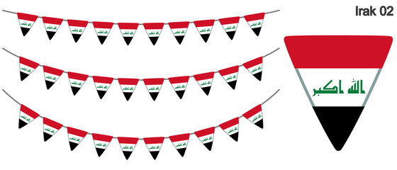 Obraz premium イラクの国旗のガーラーンド ベクターデータ（bunting garland）