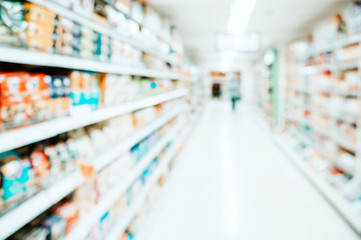 Blur supermarket store shelf background