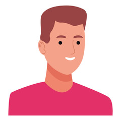 Young man smiling profile cartoon