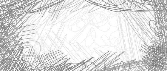Abstract сhaotic texture. Monochrome wallpaper. Hand drawn dinamic scrawls. Black and white illustration