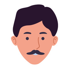 Adult man with mustache smiling cartoon