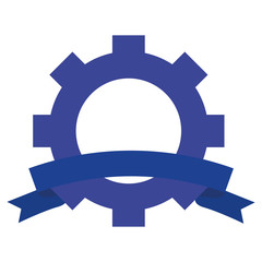 Gear with blank ribbon banner symbol